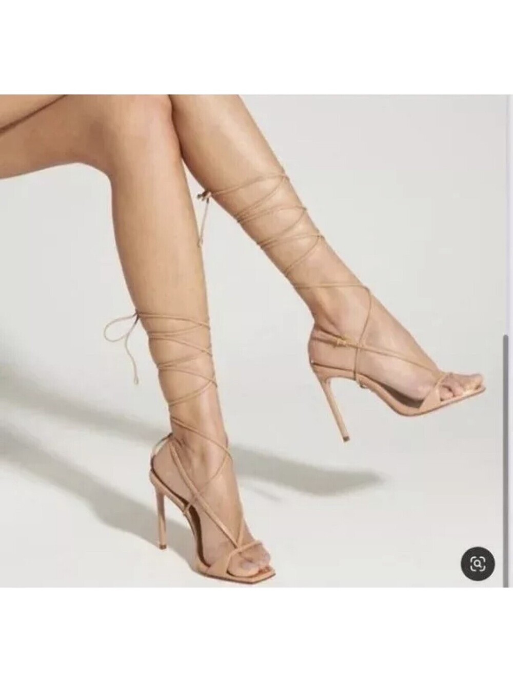 SCHUTZ Vikki Ankle Tie High Heel Sandals Honey Beige Size 6.5 B Stilettos NEW